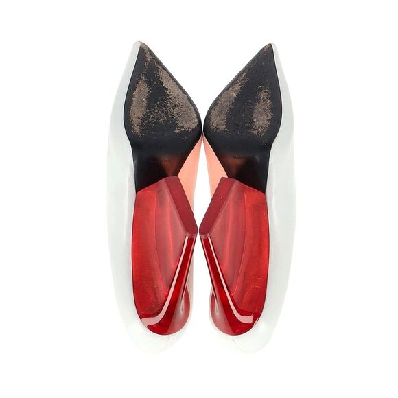 Celine Demi Pointed Toe Wedges Pumps in White Leather - Picture 6 of 6